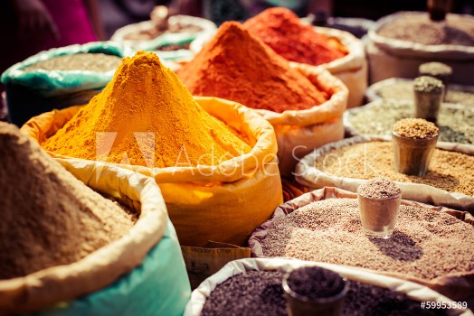 Picture of Indian colored spices at local market